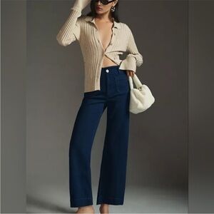 Anthropologie Pilcro The Skipper Jean High Rise Crop Wide Leg Sz 32 Tall NEW